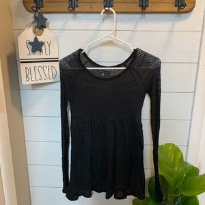 American Eagle sheer black babydoll sweater